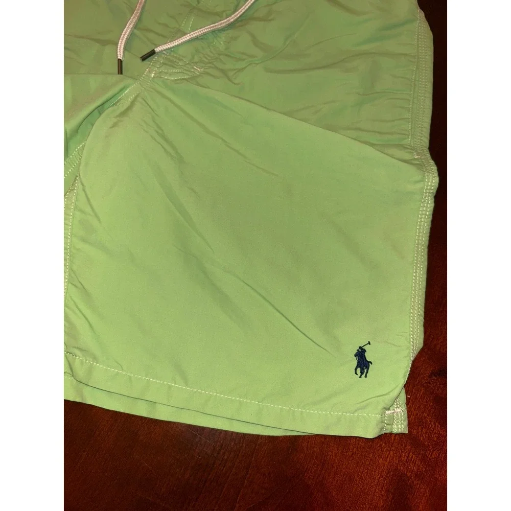 Polo Ralph Lauren‎ Mens Lime Green Cargo Swim Trunks Shorts Mesh Lined Small